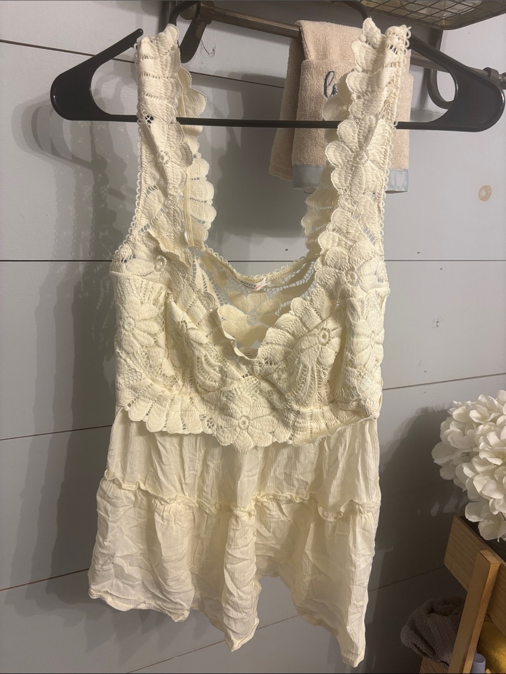 Intimately Free People Lace-Trim Cream Chemise NWT